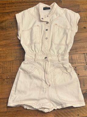 KITTENISH Denim Jumpsuit‎ with Contrast Stitching
